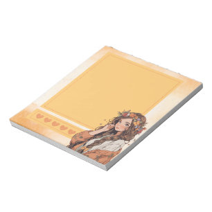 Orange Simple Niedlich Anime Boho Notepad Notizblock