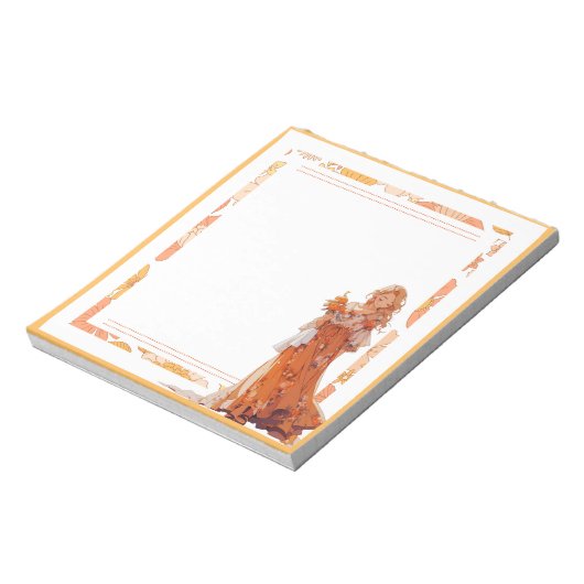 Orange Simple Niedlich Anime Boho Notepad Notizblock (Rotiert)