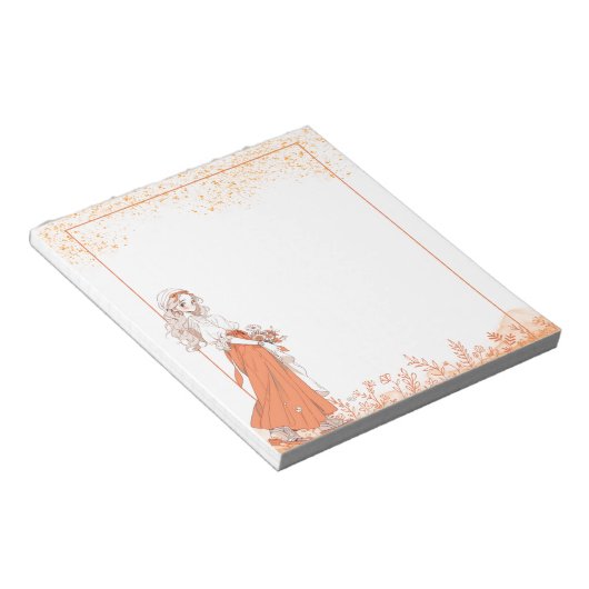Orange Simple Niedlich Anime Boho Notepad Notizblock (angewinkelt)