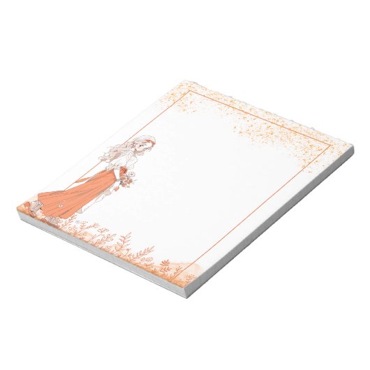 Orange Simple Niedlich Anime Boho Notepad Notizblock (Rotiert)
