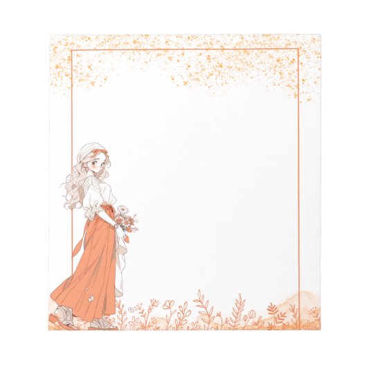 Orange Simple Niedlich Anime Boho Notepad Notizblock (Vorderseite)