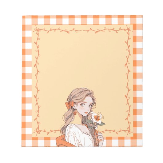 Orange Simple Niedlich Anime Boho Notepad Notizblock (Vorderseite)