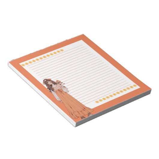 Orange Simple Niedlich Anime Boho Notepad Notizblock (angewinkelt)