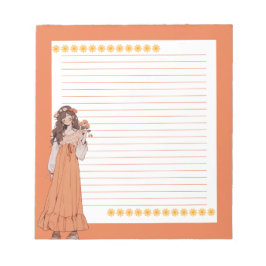 Orange Simple Niedlich Anime Boho Notepad Notizblock