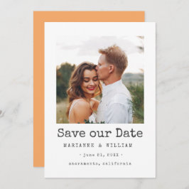 Orange Simple SQUARE Foto Hochzeit speichern Sie d Save The Date