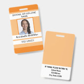 Orange Simple Teacher Ausweis (Vorder- & Rückseite)