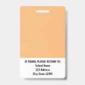 Orange Simple Teacher Ausweis (Rückseite)