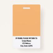 Orange Simple Teacher Ausweis (Rückseite)
