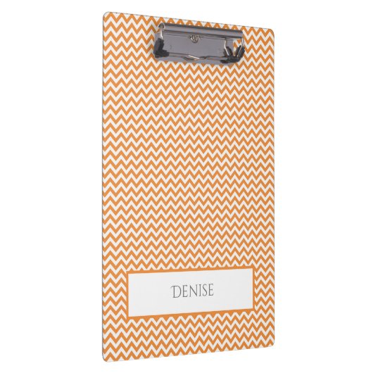 Orange Simple Zickzack Personalisiert Clipboard Klemmbrett (Rechts)