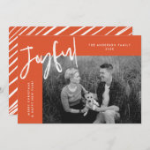 Orange Simply Joyful Foto Feiertagskarte (Vorne/Hinten)