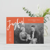 Orange Simply Joyful Foto Feiertagskarte (Stehend Vorderseite)