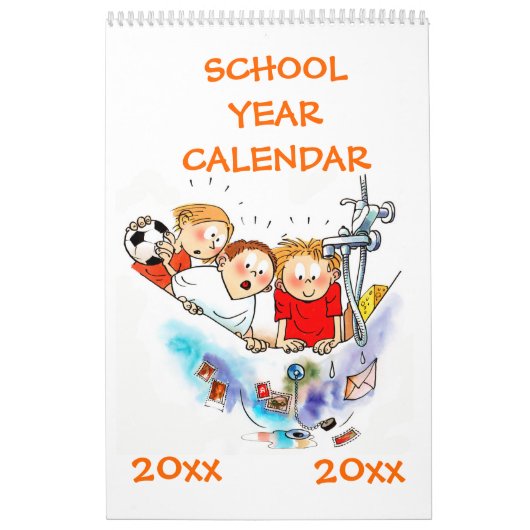 Orange Single Page School Year Calendar Kids Kalender (Titelbild)