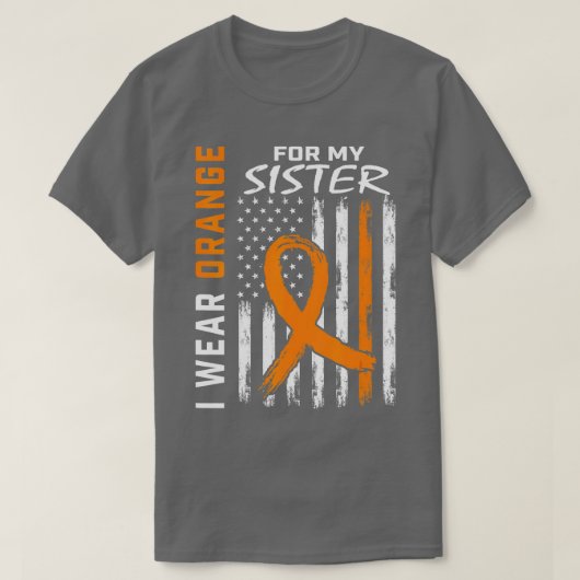 Orange Sister Leukemia Awareness Flag Bruder Sibl T-Shirt (Design vorne)