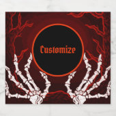 Orange Skeleton Hands Alkoholflaschenetikett (Einzelnes Label)
