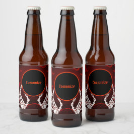 Orange Skeleton Hands Bierflaschenetikett