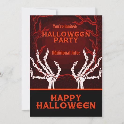 Orange Skeleton Hands Einladung (Vorderseite)