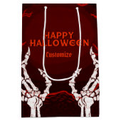 Orange Skeleton Hands Mittlere Geschenktüte (Rückseite)