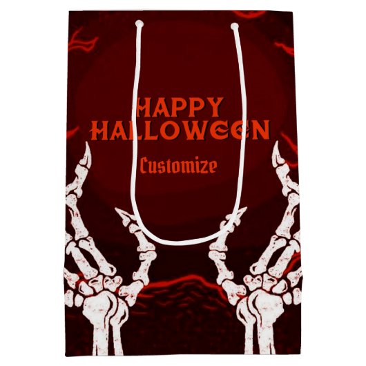 Orange Skeleton Hands Mittlere Geschenktüte (Rückseite)
