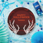 Orange Skeleton Hands Pappteller (Party)