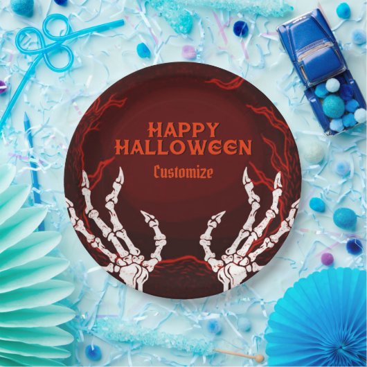 Orange Skeleton Hands Pappteller (Party)