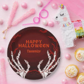 Orange Skeleton Hands Pappteller (Party)