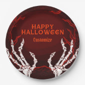 Orange Skeleton Hands Pappteller (Vorderseite)