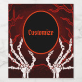Orange Skeleton Hands Weinetikett (Einzelnes Label)