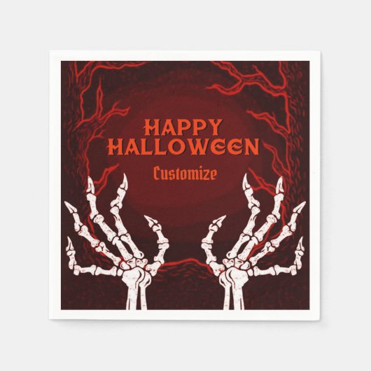 Orange Skeletthände Serviette (Vorderseite)