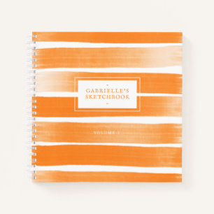 Orange Sketchbook Stripes Your Name Journal Notizblock