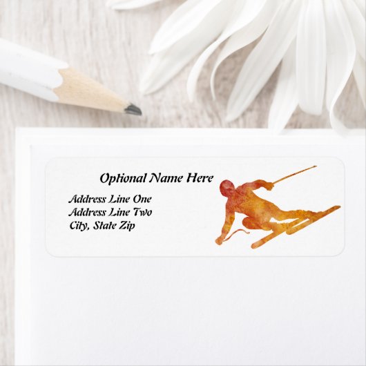 Orange Skier mit anpassbarem Text (Insitu)