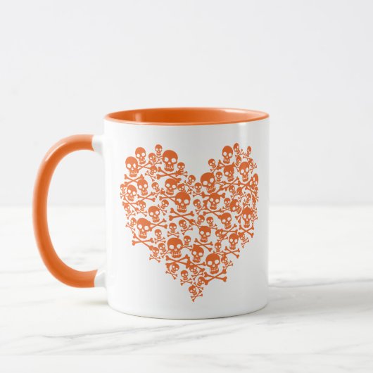 Orange Skull Heart Tasse (Links)