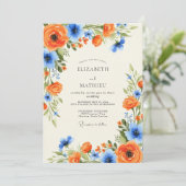Orange Sky Blue Charming Spring Wedding Einladung (Stehend Vorderseite)