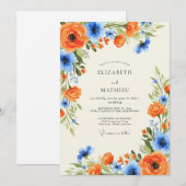 Orange Sky Blue Charming Spring Wedding Einladung (Vorne/Hinten)
