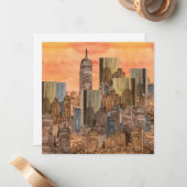 Orange Sky City Sunset Blank Flank Note Card Mitteilungskarte (Vorderseite/Rückseite Beispiel)