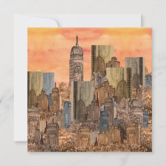 Orange Sky City Sunset Blank Flank Note Card Mitteilungskarte (Vorderseite)