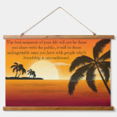 Orange Sky mit Palm Tree Silhouette Wandteppich Mit Holzrahmen (Vorne)