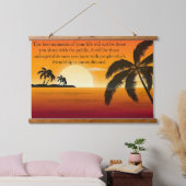 Orange Sky mit Palm Tree Silhouette Wandteppich Mit Holzrahmen (Schlafzimmer)