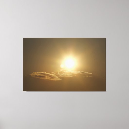 Orange Sky mit Sonne und Wolken Leinwanddruck (Vorderseite)