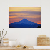 Orange Sky Snow Capped Blue Mountain Poster (Küche)