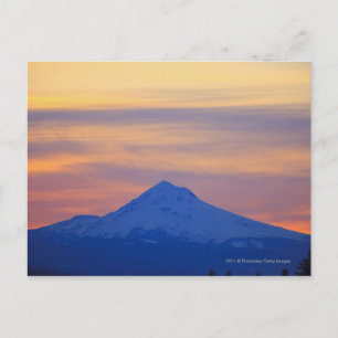 Orange Sky Snow Capped Blue Mountain Postkarte