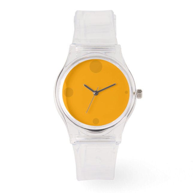 Orange Sleek Transparent mit 3D Hole Hour Markers Armbanduhr (Vorderseite)