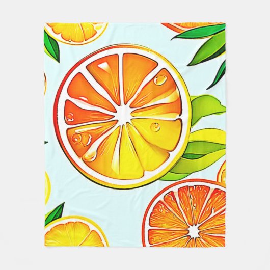 Orange Slice: Citrus Art Fleecedecke (Vorderseite)