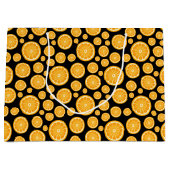 Orange Slice Citrus Frucht Black Große Geschenktüte (Vorderseite)