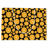 Orange Slice Citrus Frucht Black Große Geschenktüte (Rückseite)