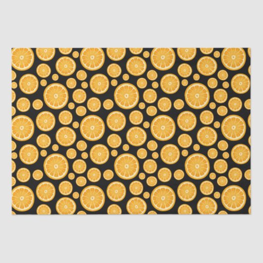 Orange Slice Citrus Frucht Black Seidenpapier (Vorderseite)