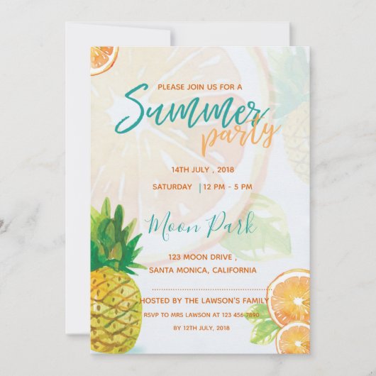 Orange Slice | Coole Party Einladung (Vorderseite)