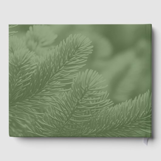 Orange Slice Green Pine Needles Wedding Gästebuch (Rückseite)