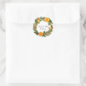 Orange Slice Green Pine Needles Wedding Runder Aufkleber (Tasche)