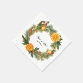 Orange Slice Green Pine Needles Wedding Serviette (Ecke)
