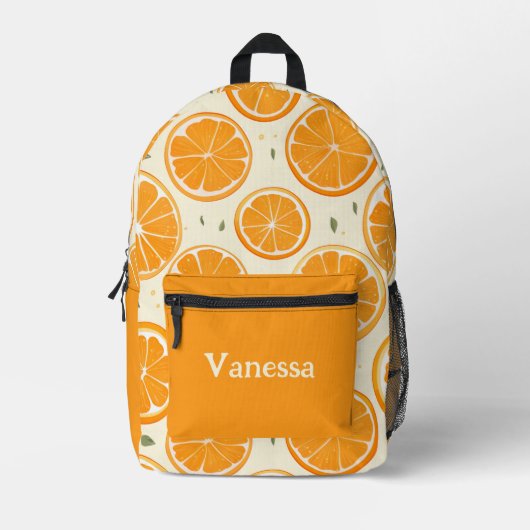 Orange Slice Pattern With Name Bedruckter Rucksack (Vorderseite)